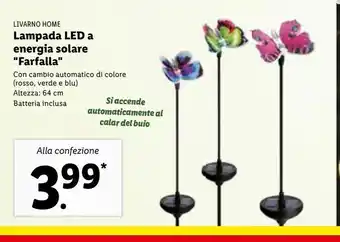 Lidl Livarno home lampada a led energia solare 'farfalla' offerta