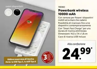 Lidl Tronic powerbank wireless 10000 mah offerta