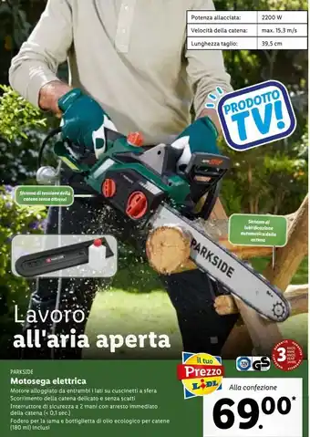 Lidl Motosega elettrica parkside offerta