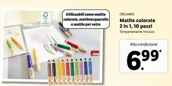 Lidl Crelando matite colorate 3in1, 10 pezzi offerta