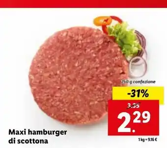 Lidl Maxi hamburger di scottona 250g offerta