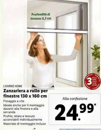 Lidl Livarno home zanzariera a rullo per finestre 130x160cm offerta