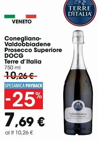 Carrefour Iper Conegliano-valdobbiadene prosecco superiore docg terre d'italia offerta