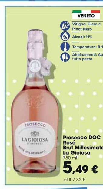 Carrefour Iper Prosecco doc rosè brut millesimato la gioiosa offerta