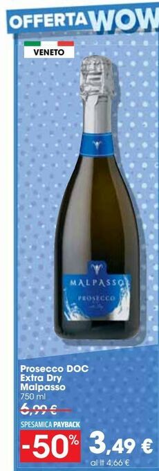 Carrefour Iper Prosecco doc extra dry malpasso offerta