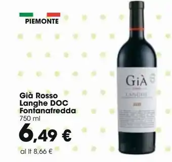 Carrefour Iper Già rosso langhe doc fontanafredda offerta