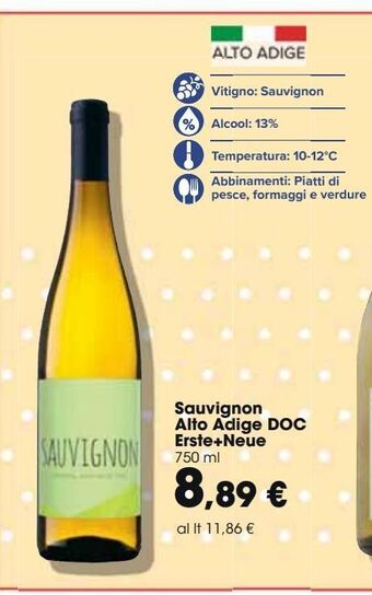 Carrefour Market Sauvignon alto adige doc erste+neue offerta