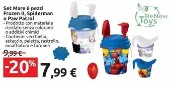 Set mare 6 pezzi frozen ii, spiderman o paw patrol