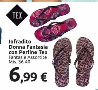Carrefour Market Infradito donna fantasia con perline tex offerta