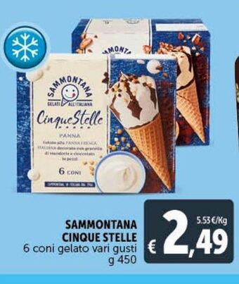 Deco Supermercati Sammontana cinque stelle 6 coni gelato vari gusti g 450 offerta