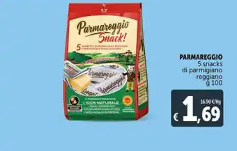 Deco Supermercati 5 snack parmigiano reggiano parmareggio g 100 offerta