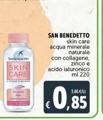 Deco Supermercati San benedetto skin care acqua minerale naturale con collagenere, zinco e acido ialuronico ml 220 offerta
