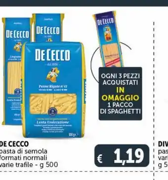 Deco Maxistore De cecco pasta di semola formati normali varie trafile g 500 offerta