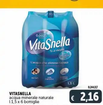 Deco Maxistore Vitasnella acqua minerale naturale l 1.5 x 6 bottiglie offerta