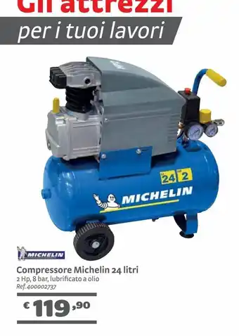 Bricocenter Compressore michelin 24 litri offerta