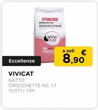 Arcaplanet Vivicat / crocchette gatto/ kg.1.7 / tutti i tipi offerta