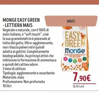 Il Gigante Monge easy green - lettiera mais offerta