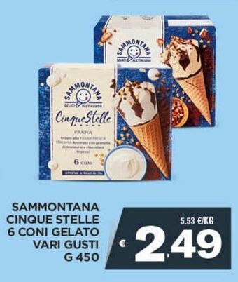 Deco Superfreddo Sammontana cinque stelle 6 coni gelato vari gusti g 450 offerta