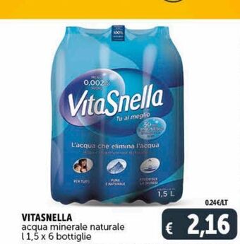 Deco Maxistore Vitasnella acqua minerale naturale l 1.5 x 6 bottiglie offerta