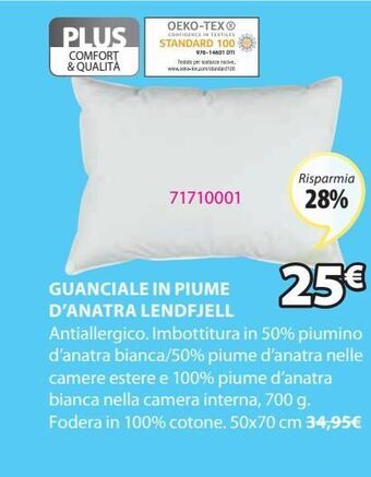 JYSK Guanciale in piume d'anatra lendfjell offerta