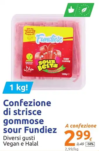 Confezione di Strisce Gommose Sour Fundiez Vegan o Halal