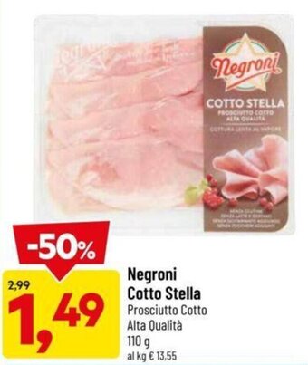 DPiù Negroni Cotto Stella Prosciutto Cotto Alta Qualità 110 g offerta