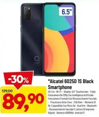 DPiù Alcatel 6025D 1S Black Smartphone offerta