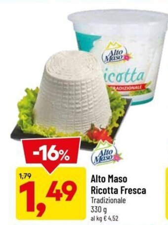 DPiù Alto Maso Ricotta Fresca Tradizionale 330 g offerta