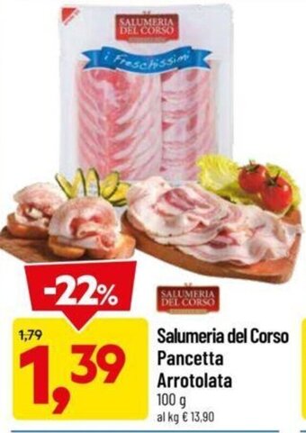 DPiù Salumeria del Corso Pancetta Arrotolata 100 g offerta