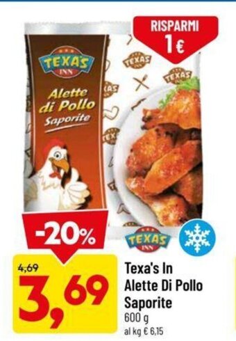 DPiù Texa's In Alette Di Pollo Saporite 600 g offerta