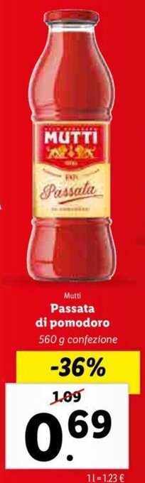 Lidl Mutti Passata di pomodoro 560 g offerta
