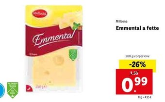 Lidl Milbona Emmental a fette offerta