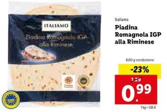 Lidl Italiamo Piadina Romagnola IGP alla Riminese offerta