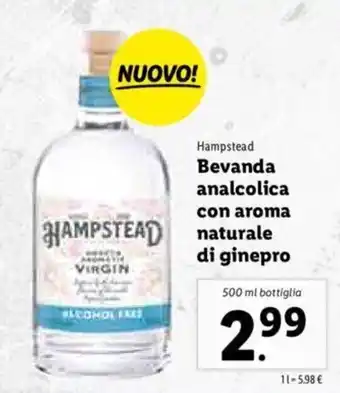 Lidl Hampstead Bevanda analcolica con aroma naturale di ginepro 500ml offerta