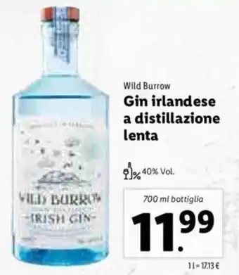 Lidl Wild Burrow Gin irlandese a distillazione lenta 700 ml offerta