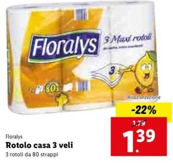Lidl Floralys Rotolo casa 3 veli offerta