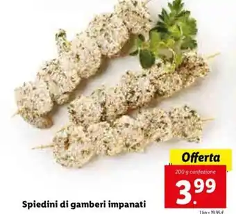 Lidl Spiedini di gamberi impanati offerta