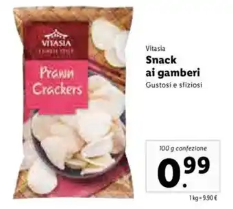 Lidl Snack ai gamberi 100g offerta