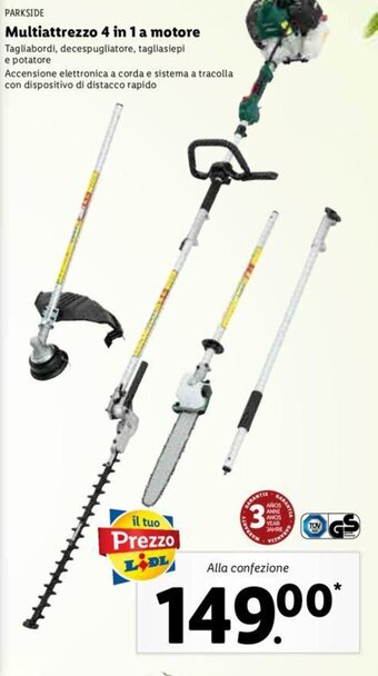 Lidl Parkside Multiattrezzo 4 in 1 a motore offerta