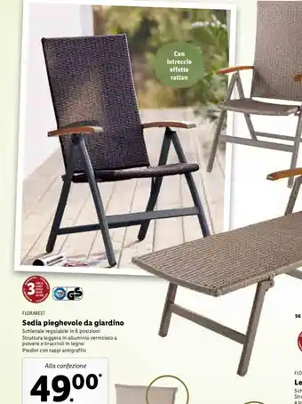 Lidl Sedia pieghevole da giardino offerta