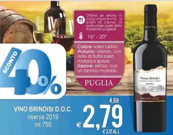 MD Discount Vino Brindisi D.O.C 750 ml offerta