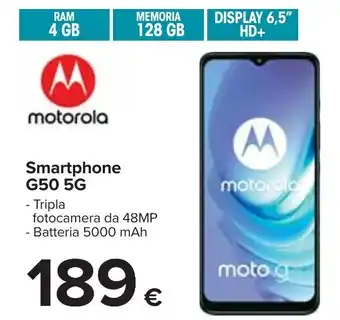 Carrefour motorola G50 5G Smartphone offerta