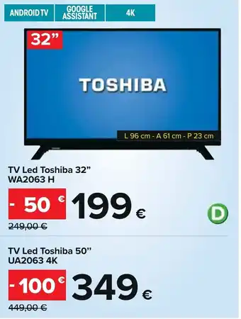 Carrefour Toshiba TV Led 32" WA2063 H offerta