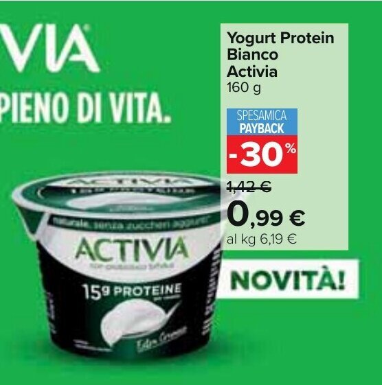 Activia Yogurt Protein Bianco 160 g offerta di Carrefour