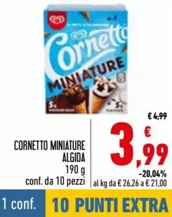 Conad Superstore Cornetto Miniature Algida 190 g Conf. Da 10 Pezzi offerta