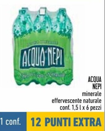 Conad Superstore Acqua Nepi Minerale Effervescente Naturale Conf. 1.5 l x 6 Pezzi offerta