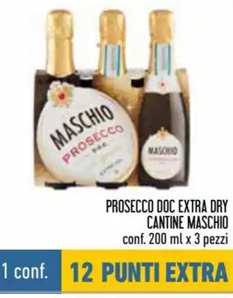 Conad Superstore Cantine Masschio Prosecco DOC Extra Dry Conf. 200 ml x 3 Pezzi offerta