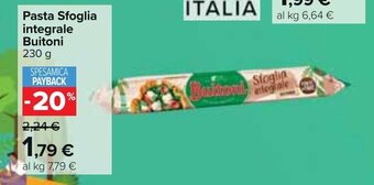 Carrefour Buitoni Pasta Sfoglia integrale 230 g offerta