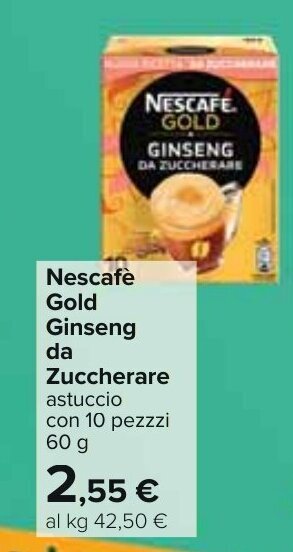 Carrefour Nescafe Gold Ginseng da Zuccherare 10 pezzi 60 g offerta