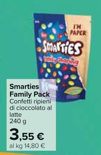 Carrefour Smarties Family Pack 240 g offerta